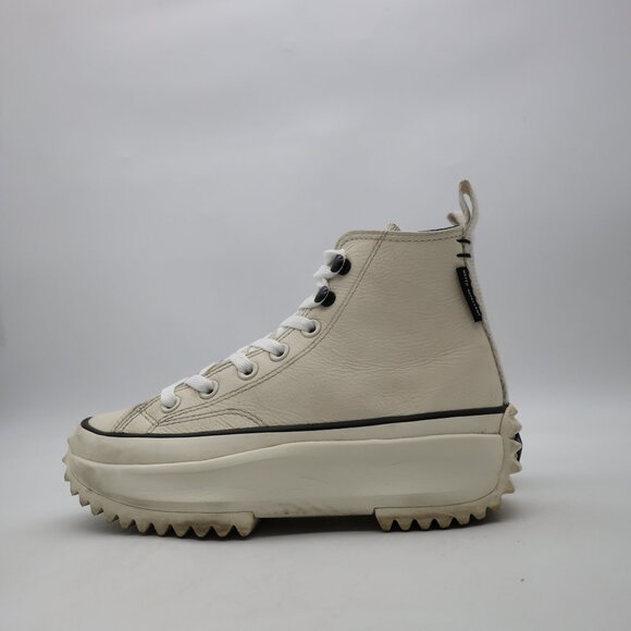 Converse Run Star Hi Egret Women's 5.5 White Leather Water Repellent Sneakers - Picture 4 of 10